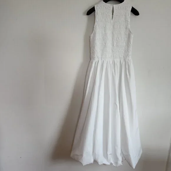 Ladies SZ S Madewell White Bubble Hem Midi Dress - Picture 3 of 4